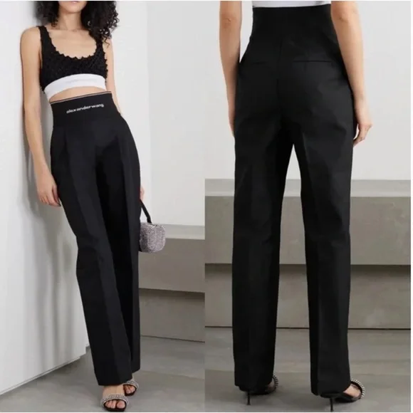 Alexander Wang Pants Jumpsuits Alexander Wang Wide Leg Pant With Logo Elastic And Exposed Zip Poshmark